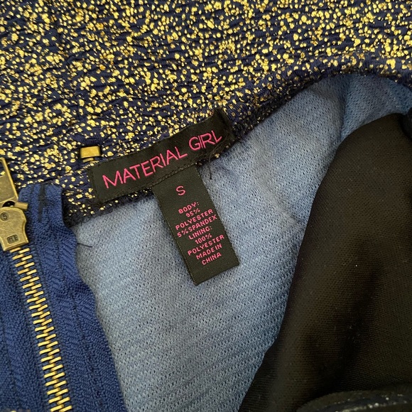 Strapless Blue and Gold Party Mini Dress - Picture 6 of 8